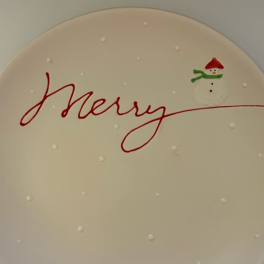⛄️❤️ VTG/ Hallmark Cream Decorative “Merry” Plate - Picture 2 of 3